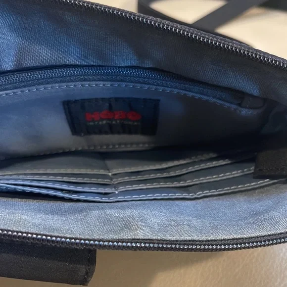 Hobo crossbody bag in black with silver tone hardware, 9 x 6.5 - Picture 7 of 11